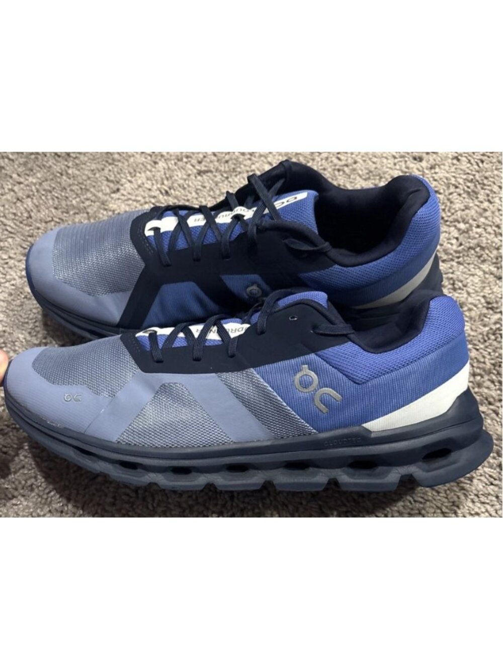 On Running Cloudrunner Shoes Men Size 12 Shale Cobalt Blue Mesh Sneaker